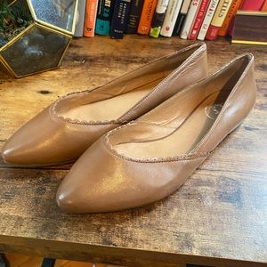 Tan Scalloped Leather Flats (Never Worn!)